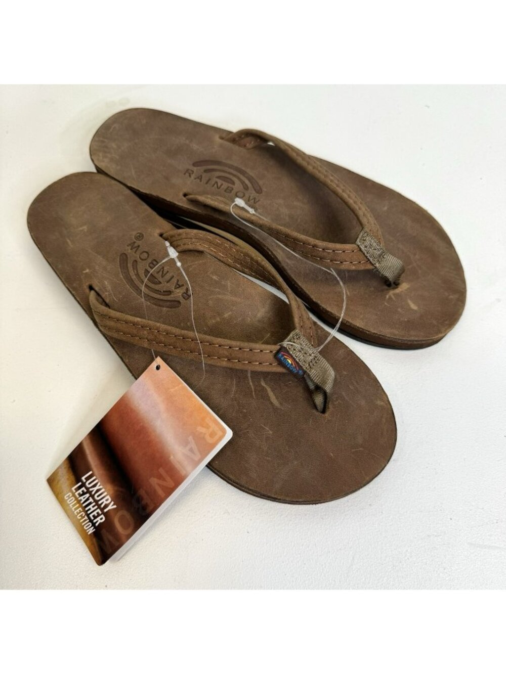 Rainbow Sandals Womens MEDIUM US 6.5-7.5 Brown Leather Strap Flip Flops NEW NWT